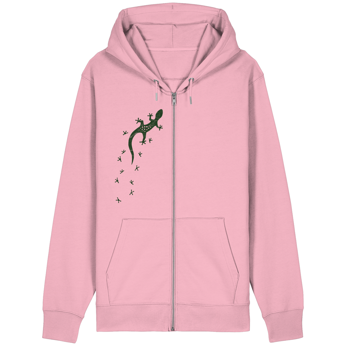 Gecko Eidechse Silhouette dunkel - Organic Relaxed Zipper