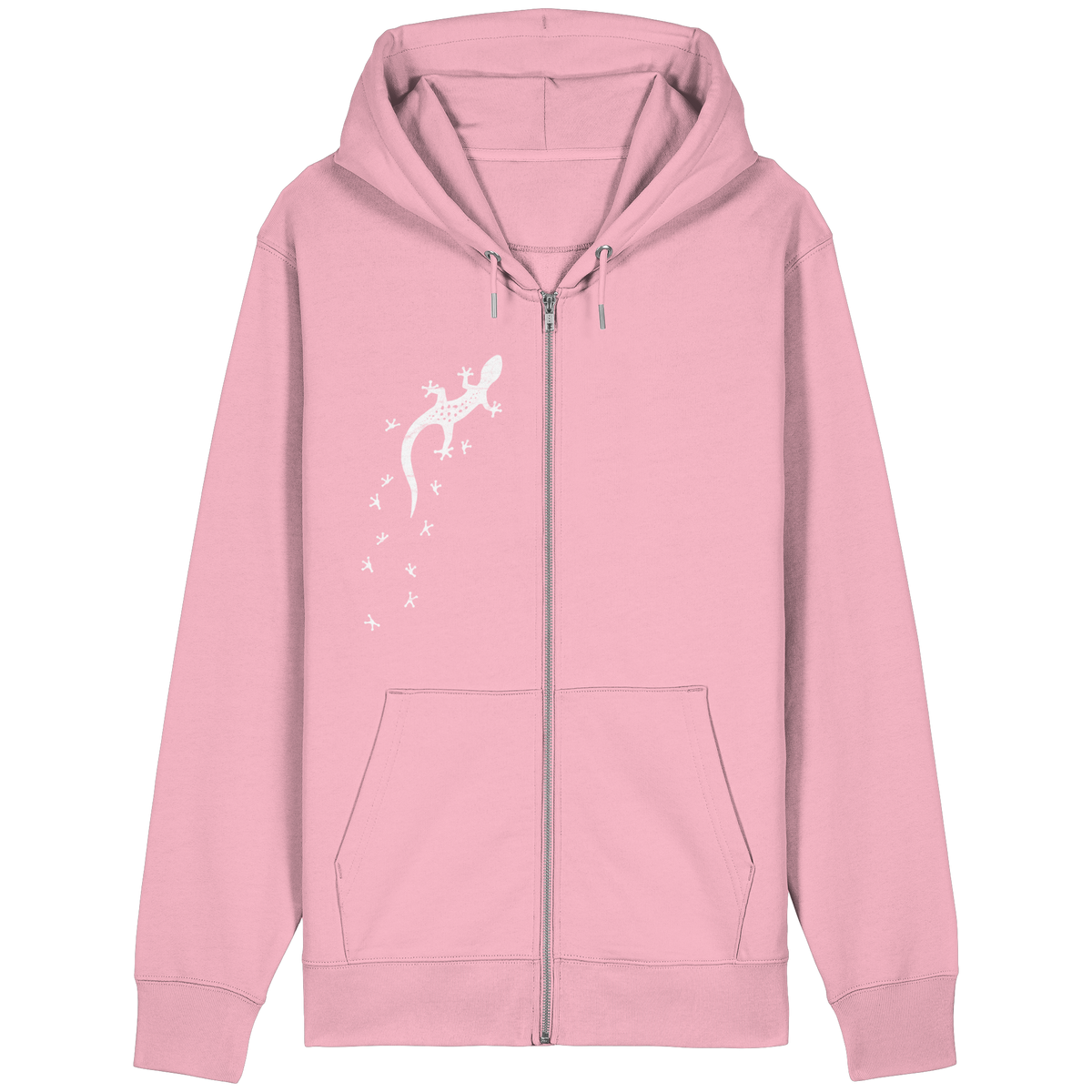 Gecko Eidechse Silhouette hell - Organic Relaxed Zipper