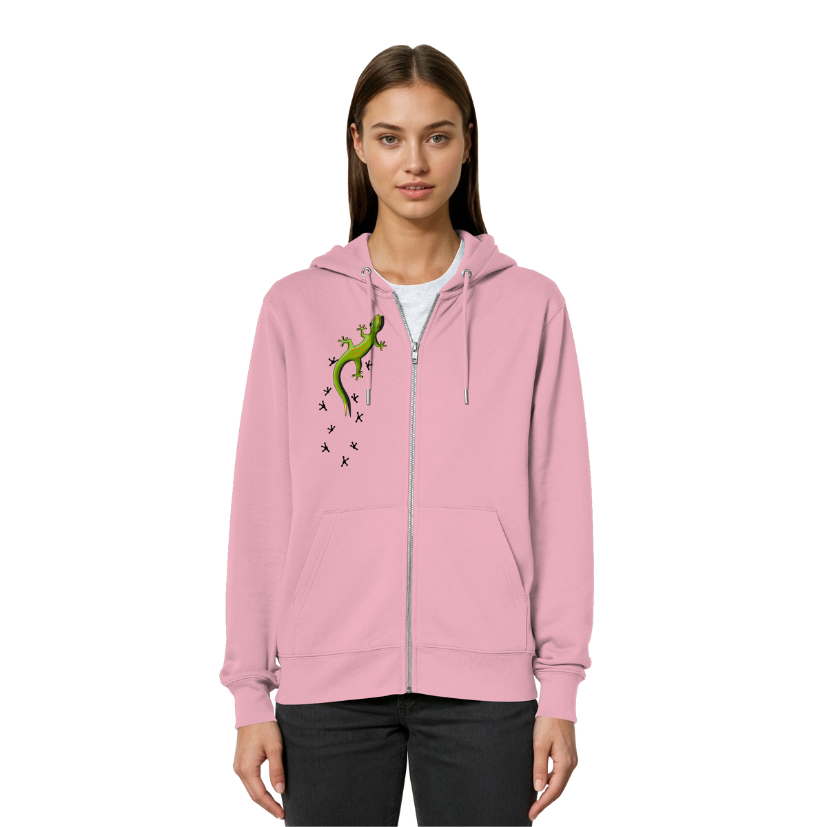 Kletternder Gecko mit Spuren - Organic Relaxed Zipper
