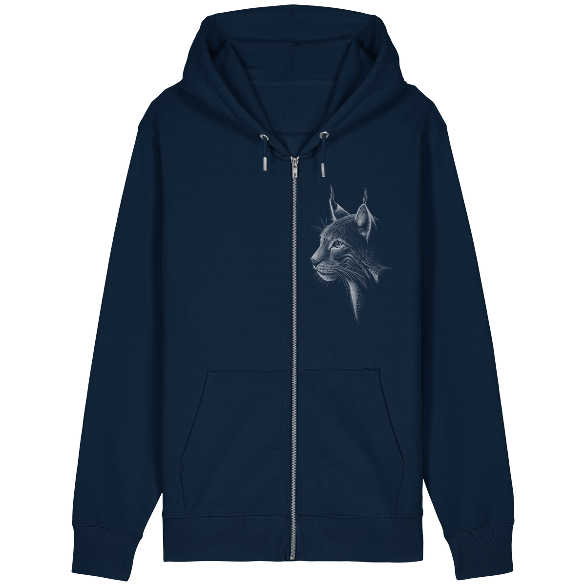 Luchs Kritzelkunst Wildkatze Illustration - Organic Relaxed Zipper