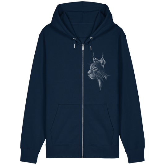 Luchs Kritzelkunst Wildkatze Illustration - Organic Relaxed Zipper