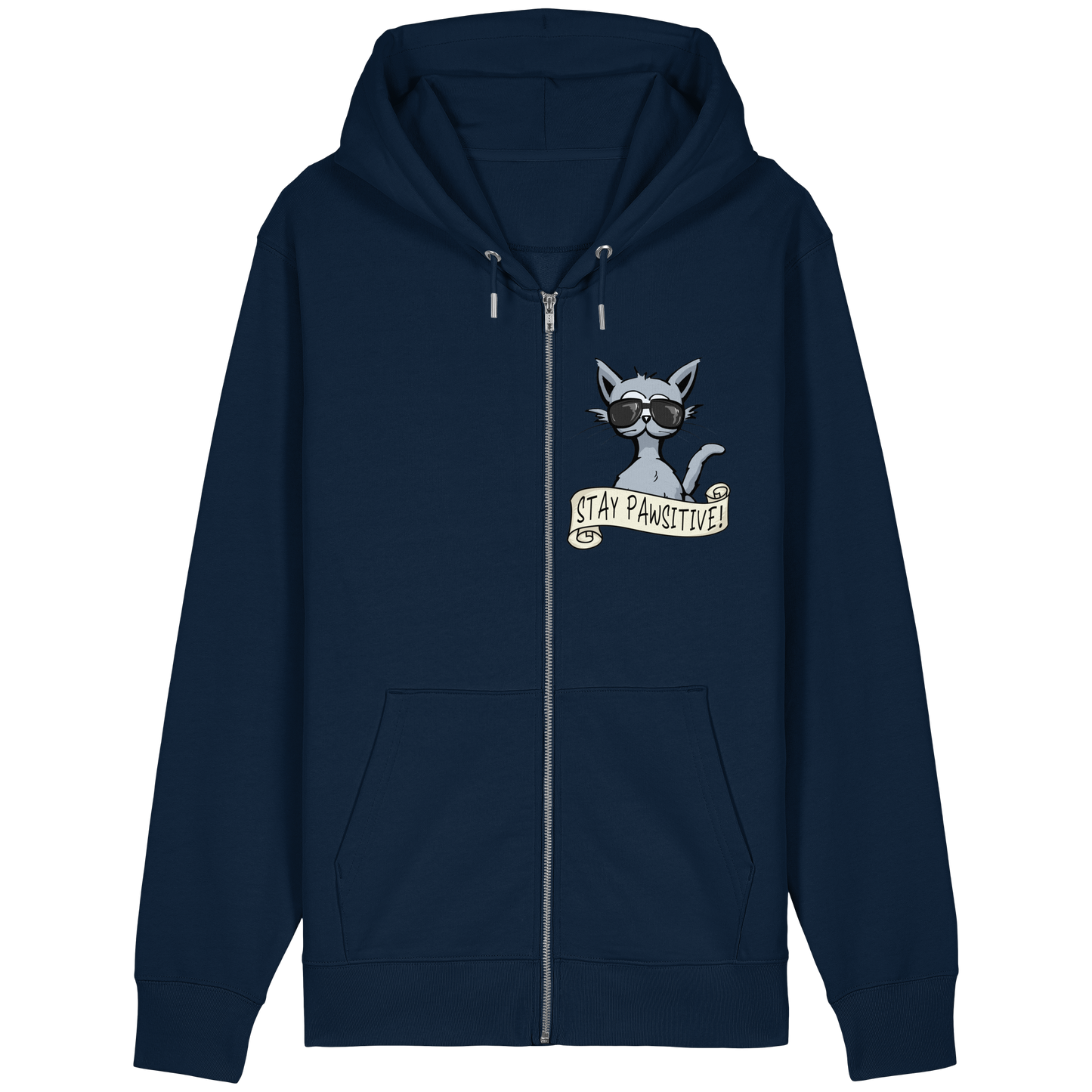 Stay Pawsitive Bleib lässig Hipster Katze - Organic Relaxed Zipper