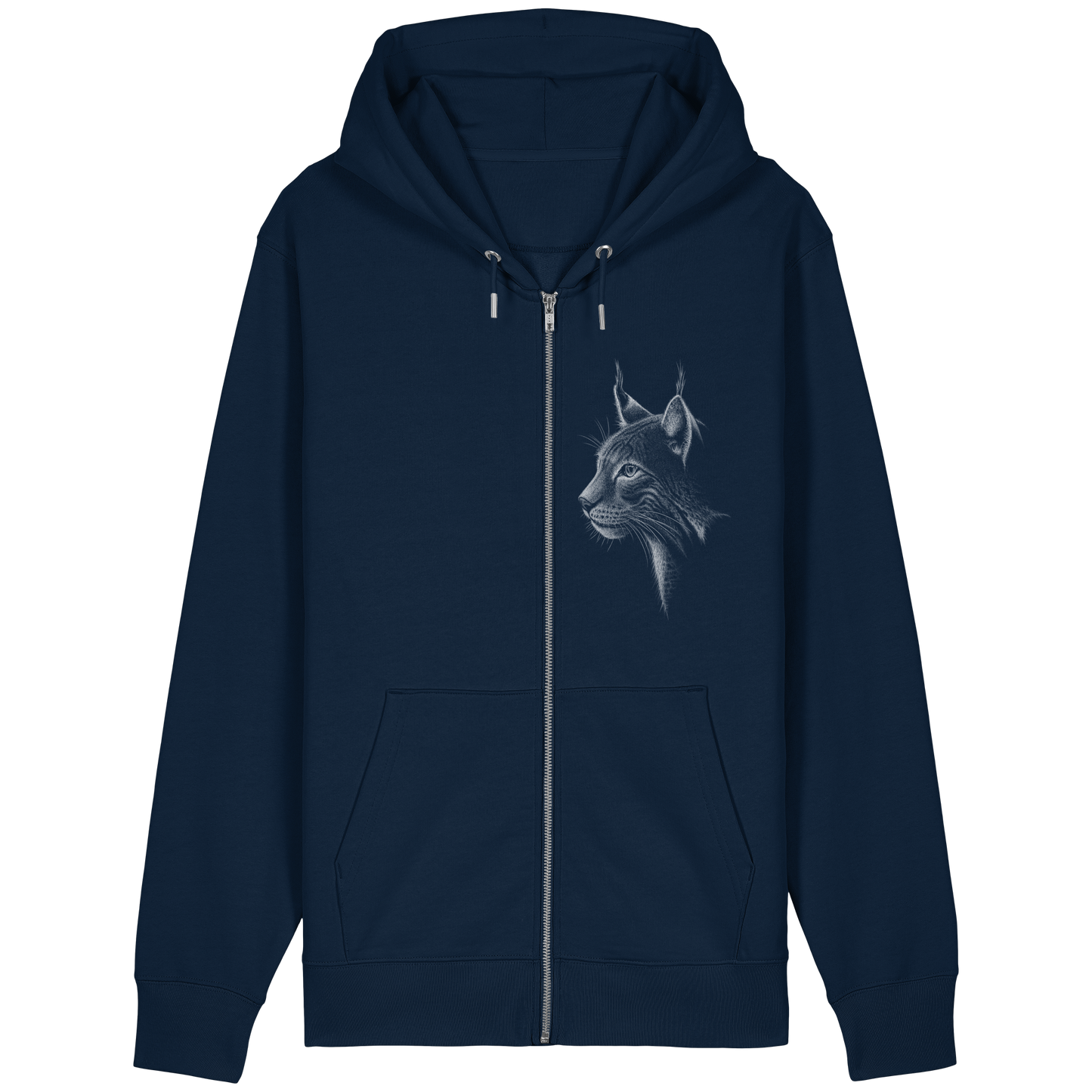 Luchs Kritzelkunst Wildkatze Illustration - Organic Relaxed Zipper