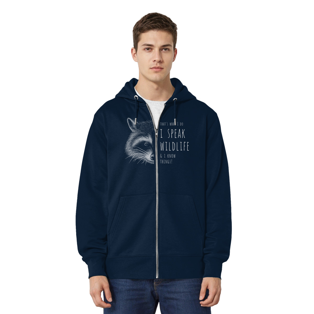 I Speak Wildlife And I Know Waschbär - Organic Relaxed Zipper