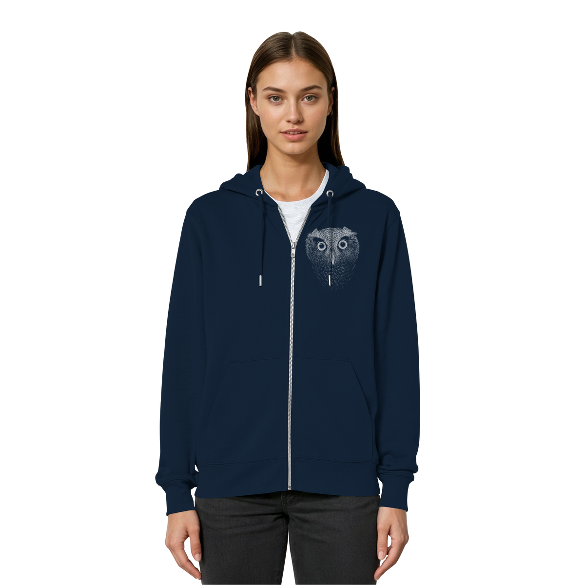 Eule Kritzelkunst Illustration - Organic Relaxed Zipper