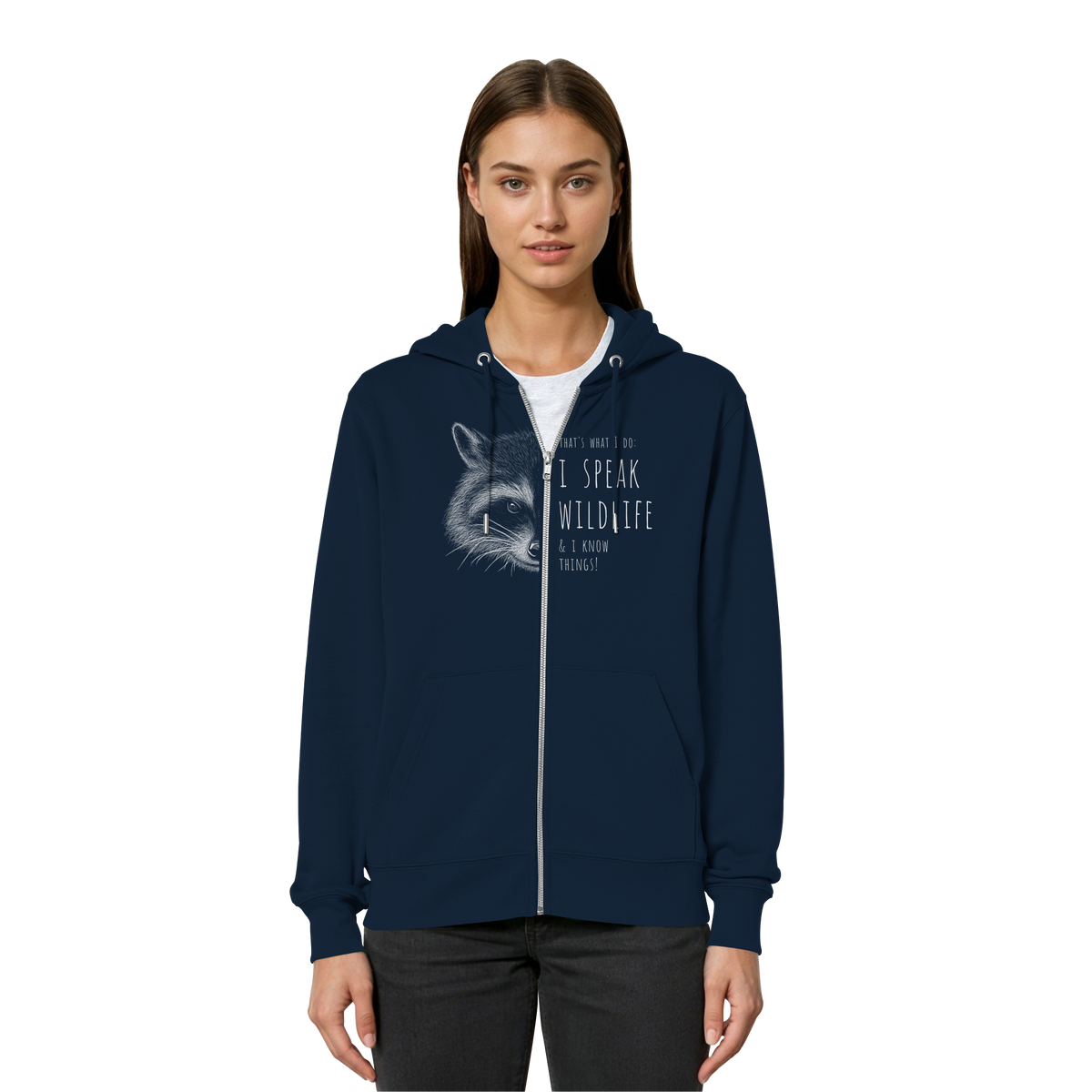 I Speak Wildlife And I Know Waschbär - Organic Relaxed Zipper