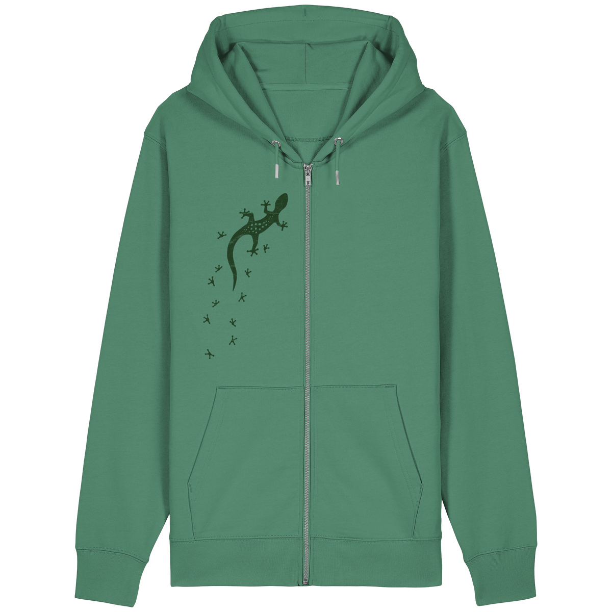 Gecko Eidechse Silhouette dunkel - Organic Relaxed Zipper