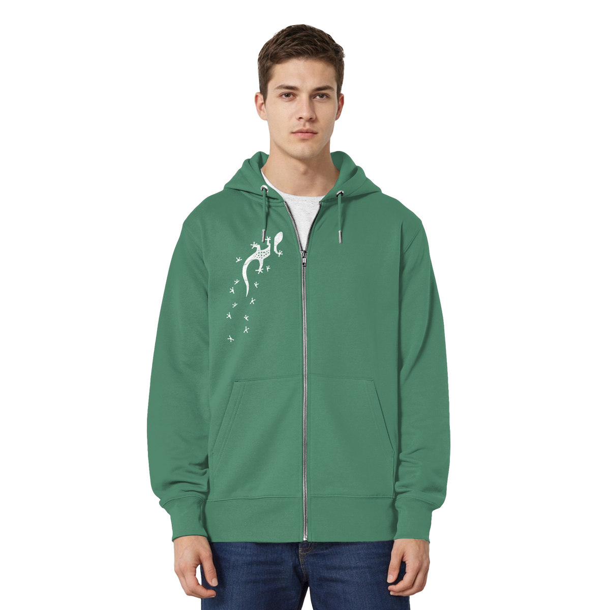Gecko Eidechse Silhouette hell - Organic Relaxed Zipper