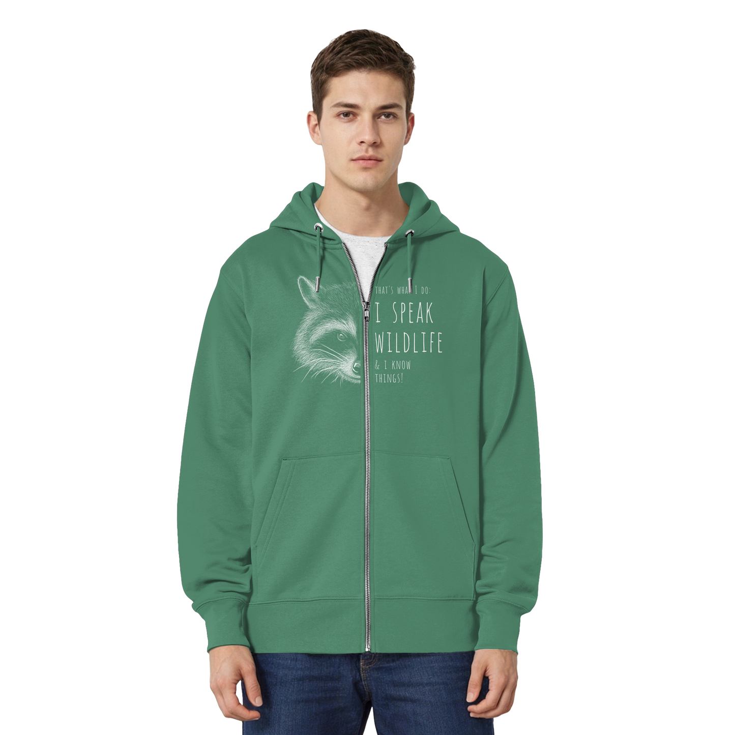 I Speak Wildlife And I Know Waschbär - Organic Relaxed Zipper
