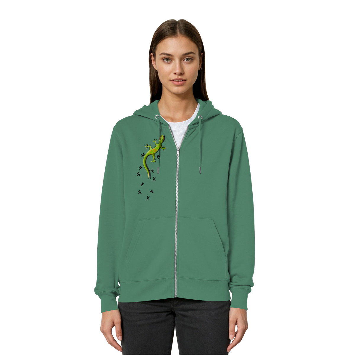 Kletternder Gecko mit Spuren - Organic Relaxed Zipper