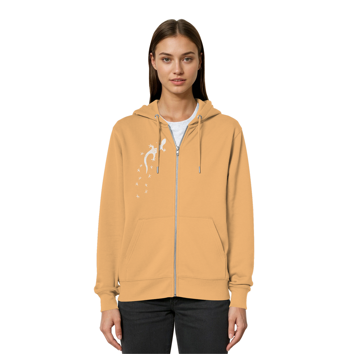 Gecko Eidechse Silhouette hell - Organic Relaxed Zipper