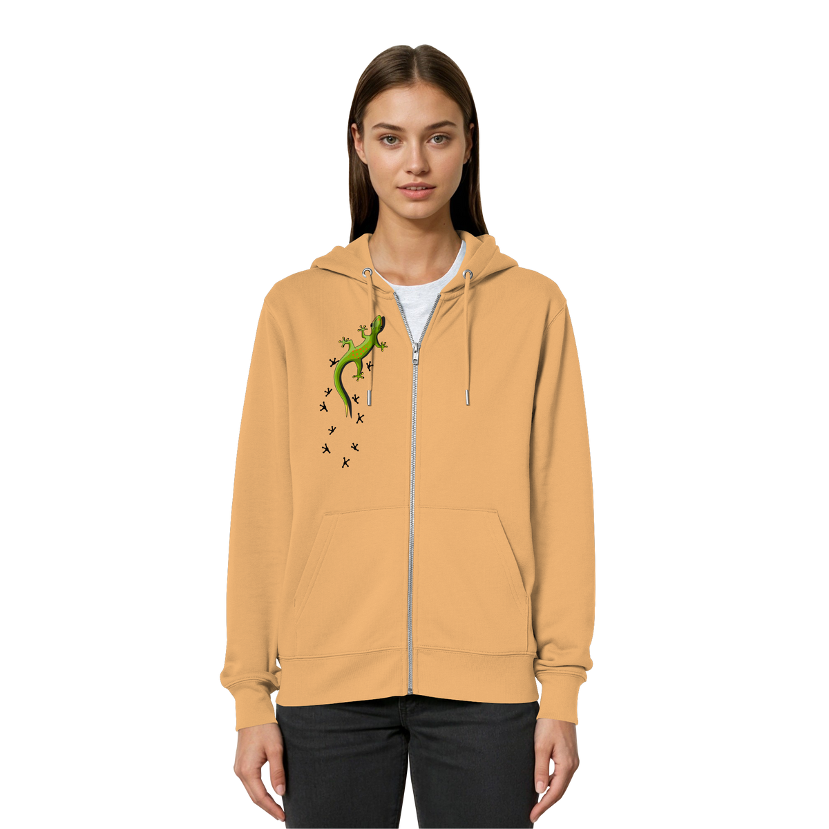Kletternder Gecko mit Spuren - Organic Relaxed Zipper