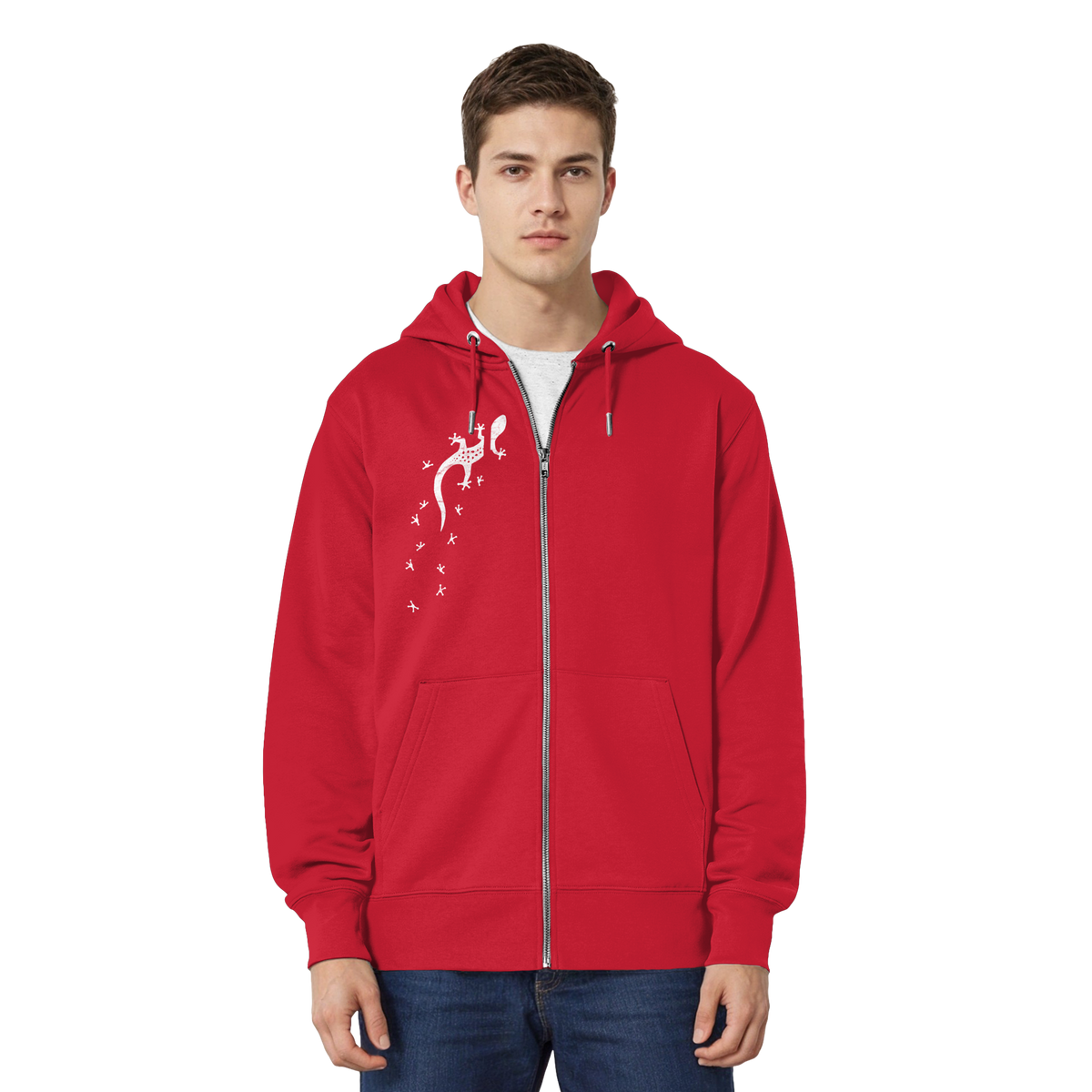 Gecko Eidechse Silhouette hell - Organic Relaxed Zipper