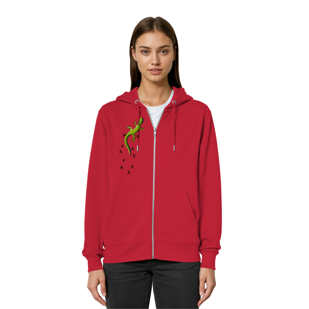 Kletternder Gecko mit Spuren - Organic Relaxed Zipper