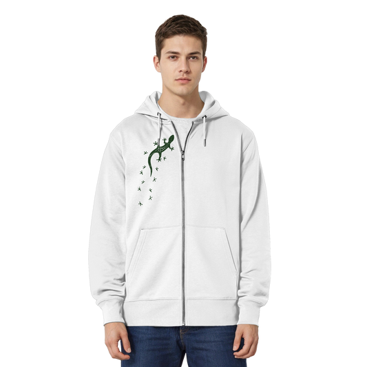 Gecko Eidechse Silhouette dunkel - Organic Relaxed Zipper