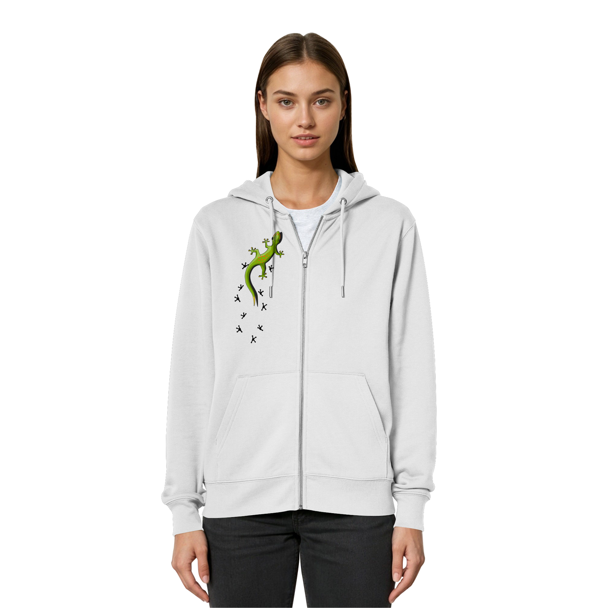 Kletternder Gecko mit Spuren - Organic Relaxed Zipper