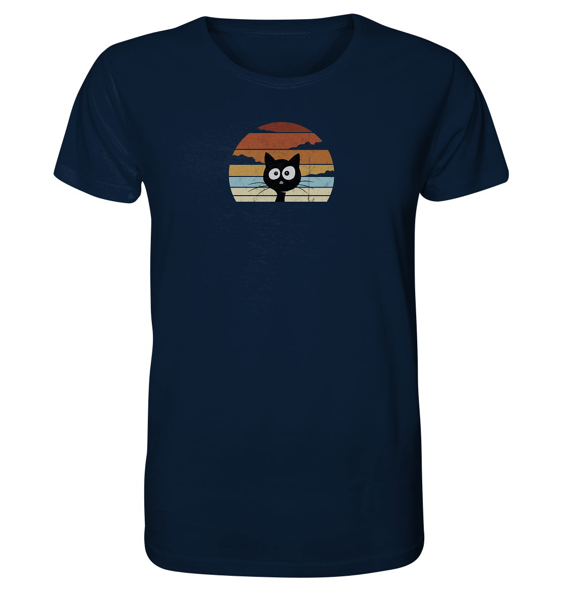Retro schwarze Katze vor Sonnenuntergang - Organic Shirt