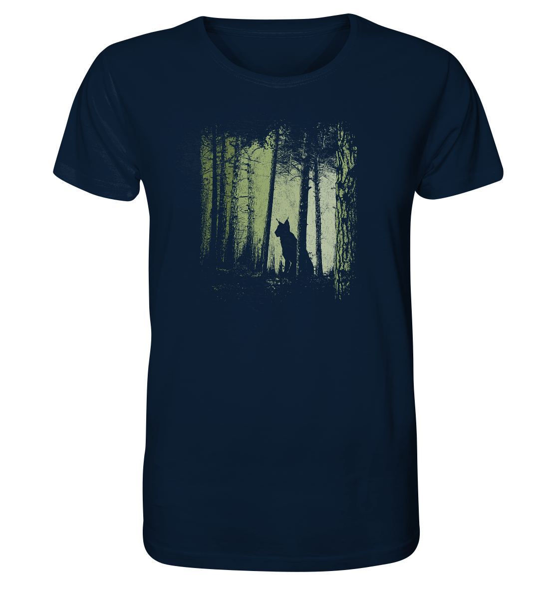 Luchs Wildkatze im Zwielicht Wald - Organic Shirt