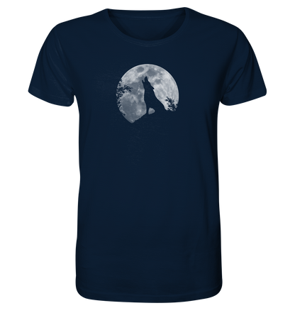 Heulender Wolf Silhouette vor Vollmond - Organic Shirt