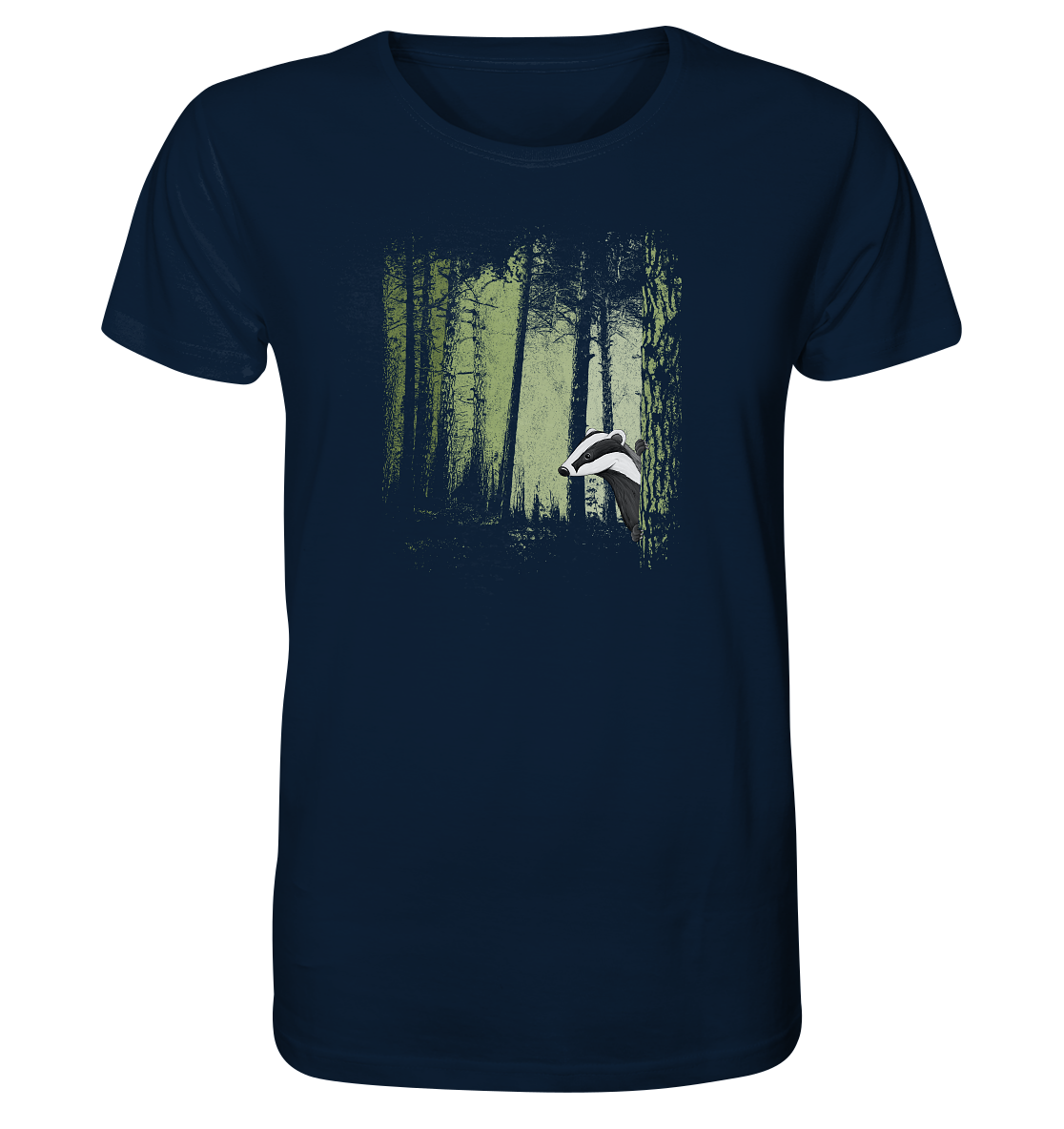 frecher Dachs im Zwielicht Wald - Organic Shirt