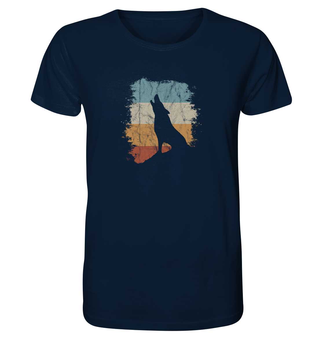 Retro Style lässig heulender Wolf  - Organic Shirt