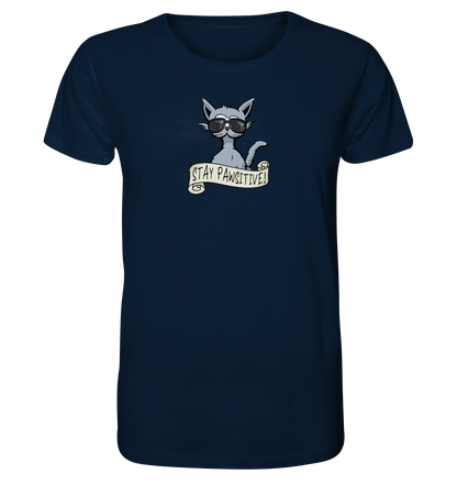 Stay Pawsitive Bleib lässig Hipster Katze - Organic Shirt