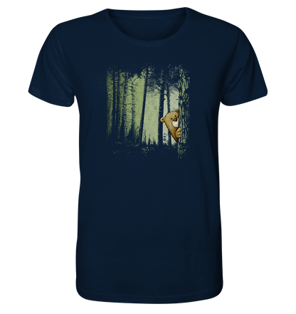 Comic Bär versteckt im Zwielicht Wald - Organic Shirt