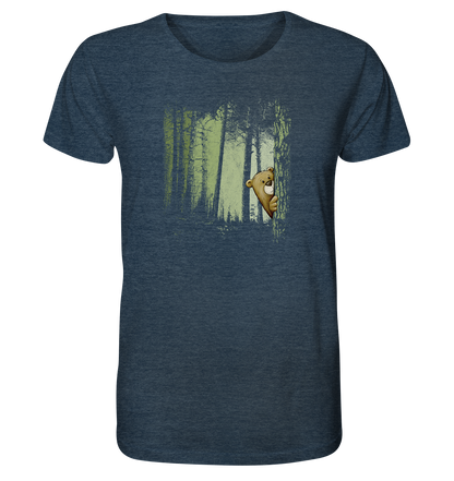 Comic Bär versteckt im Zwielicht Wald - Organic Shirt