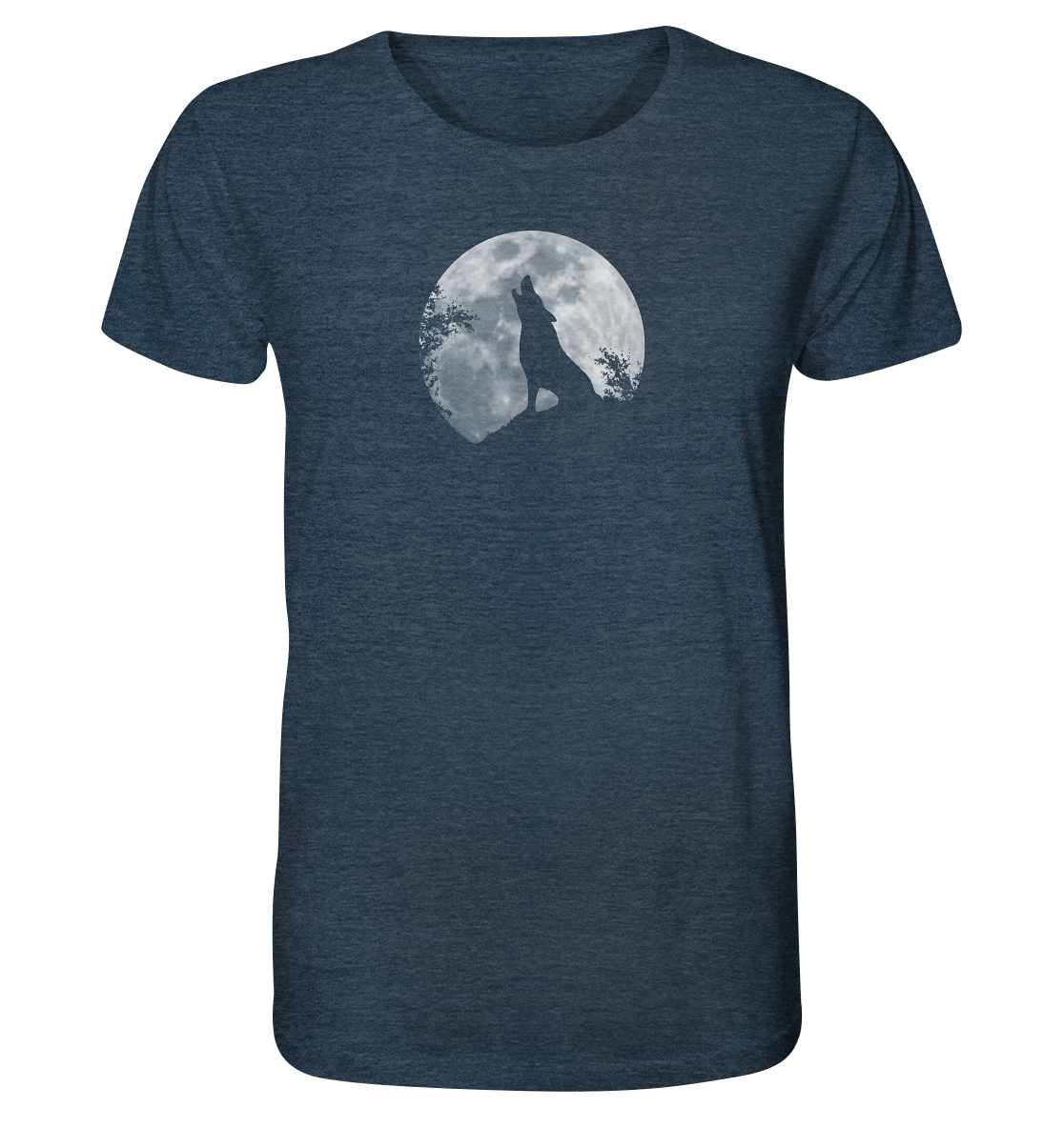 Heulender Wolf Silhouette vor Vollmond - Organic Shirt
