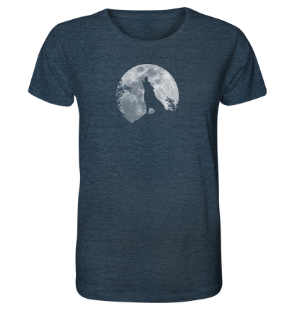 Heulender Wolf Silhouette vor Vollmond - Organic Shirt