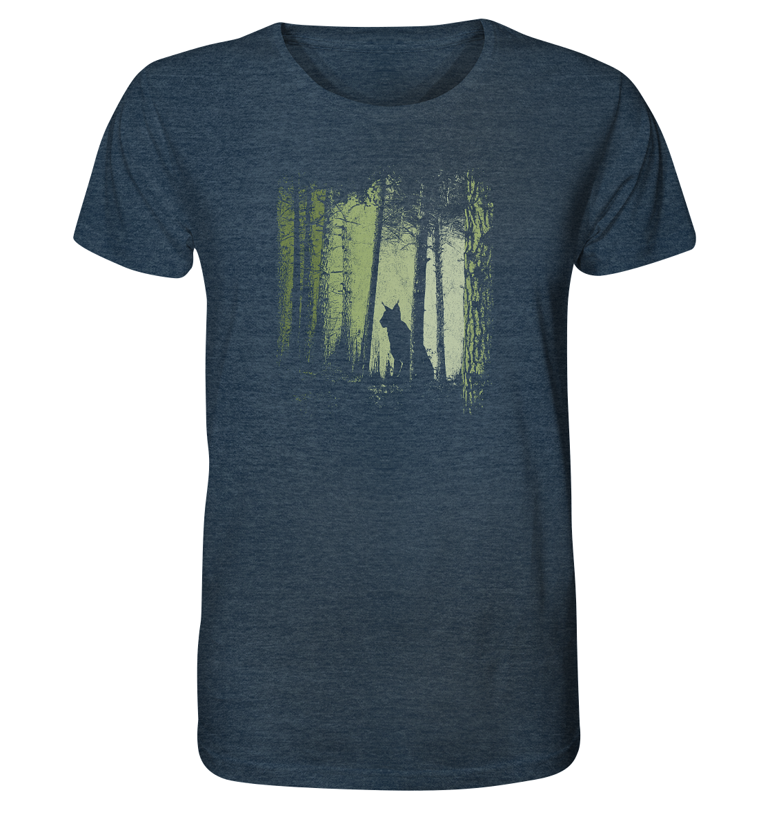 Luchs Wildkatze im Zwielicht Wald - Organic Shirt