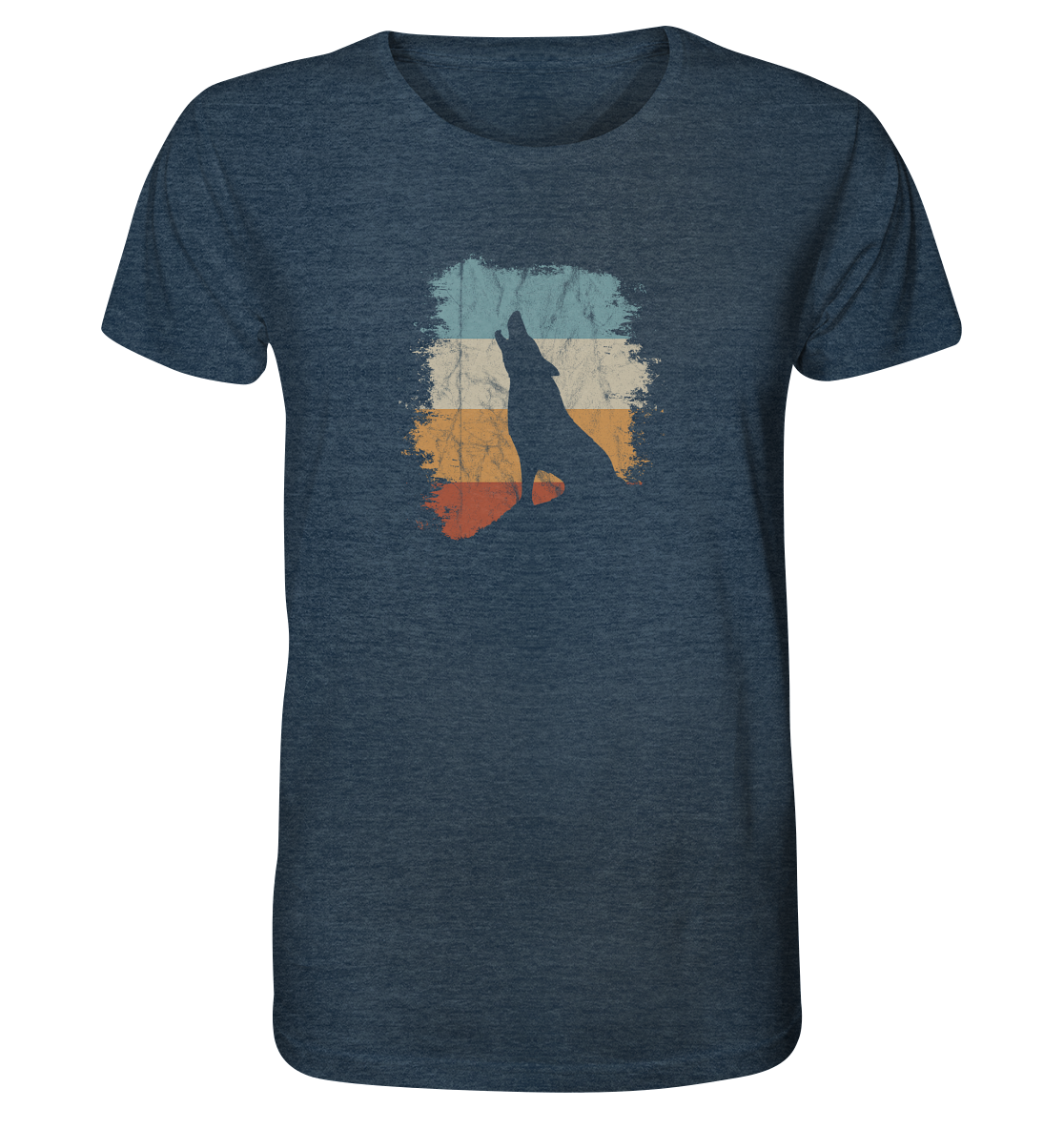 Retro Style lässig heulender Wolf  - Organic Shirt