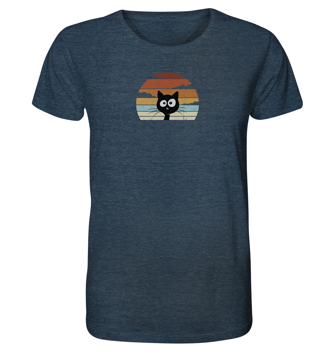 Retro schwarze Katze vor Sonnenuntergang - Organic Shirt
