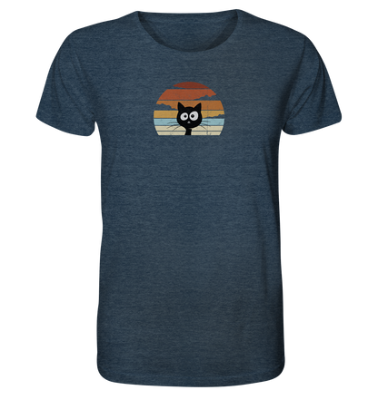 Retro schwarze Katze vor Sonnenuntergang - Organic Shirt