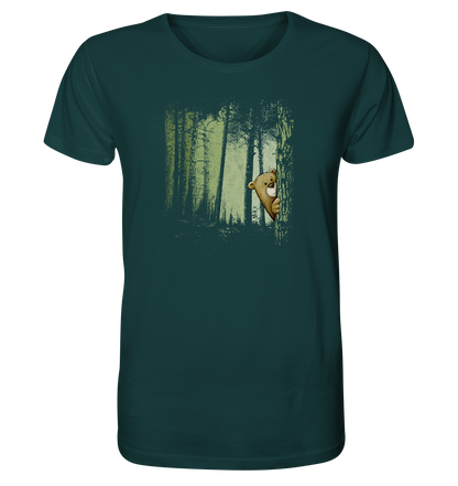 Comic Bär versteckt im Zwielicht Wald - Organic Shirt