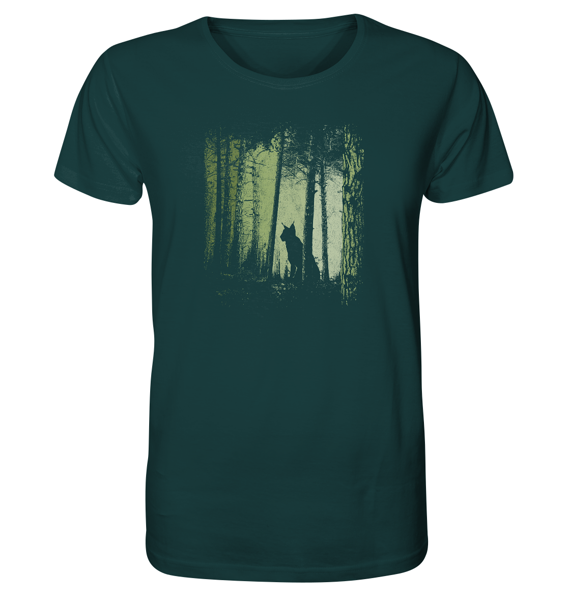 Luchs Wildkatze im Zwielicht Wald - Organic Shirt