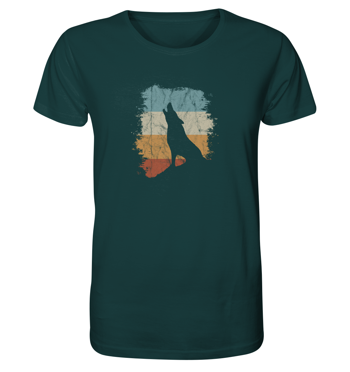 Retro Style lässig heulender Wolf  - Organic Shirt