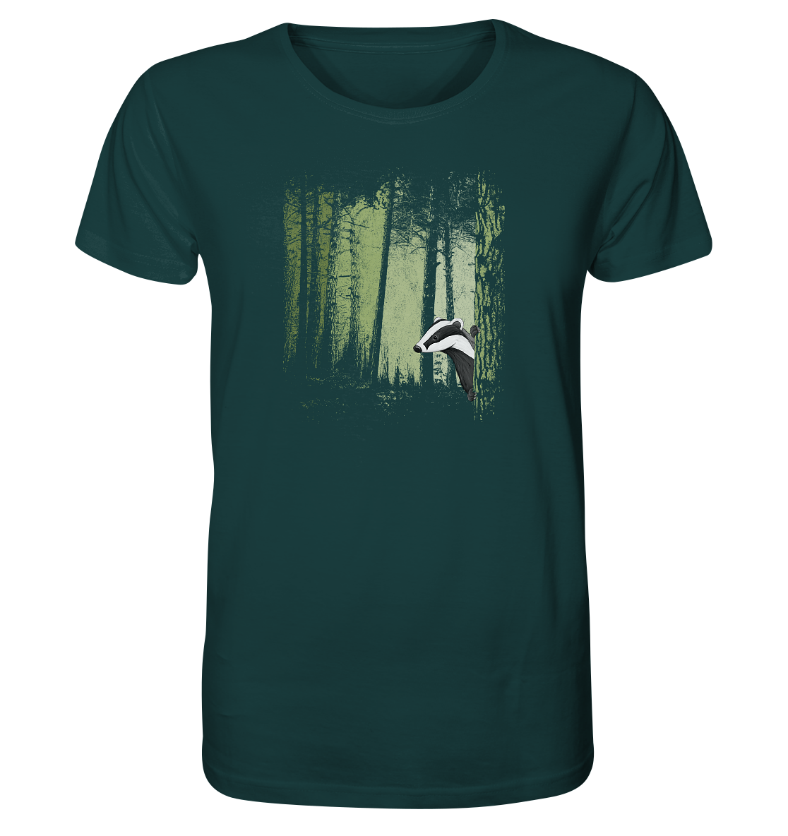 frecher Dachs im Zwielicht Wald - Organic Shirt