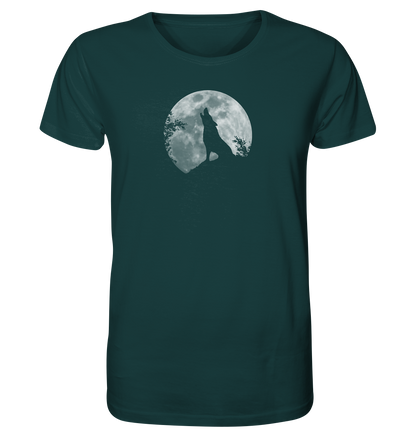 Heulender Wolf Silhouette vor Vollmond - Organic Shirt