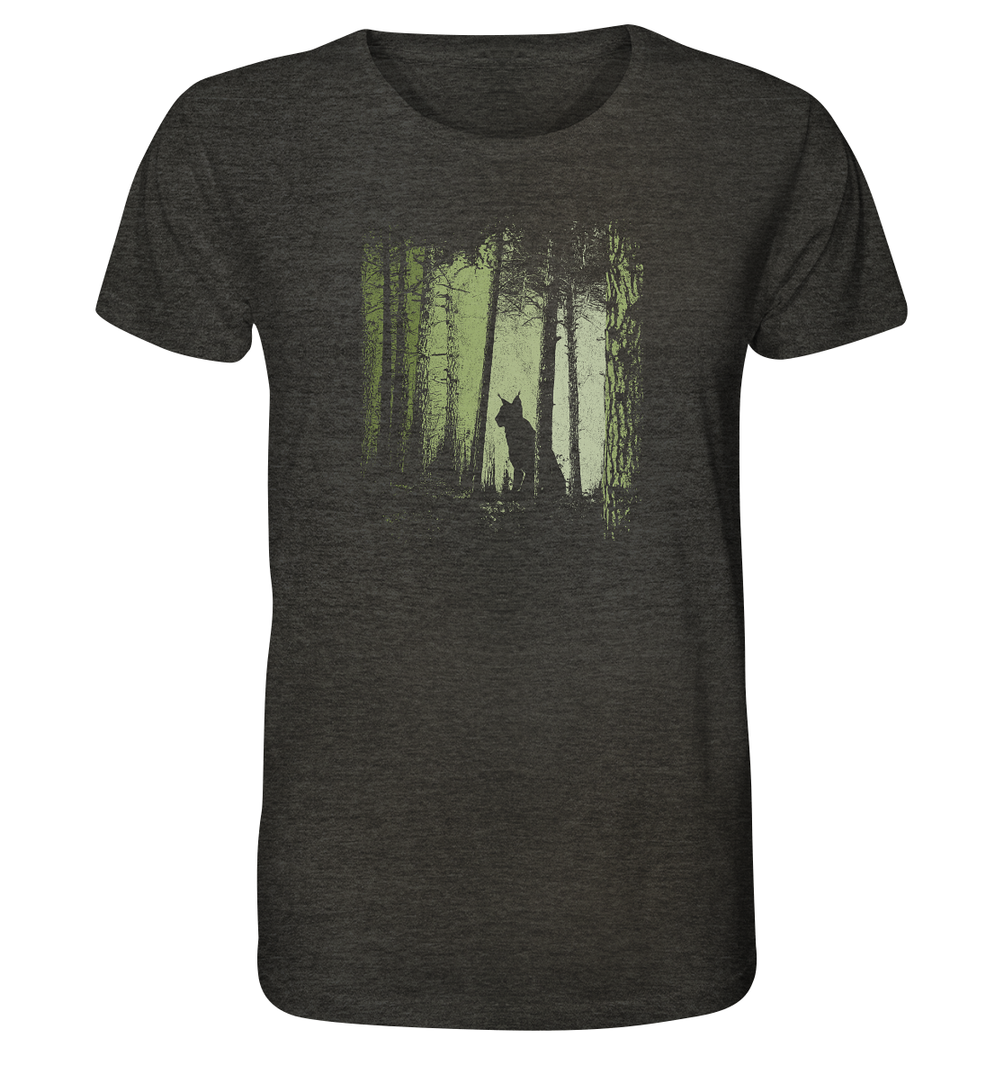 Luchs Wildkatze im Zwielicht Wald - Organic Shirt