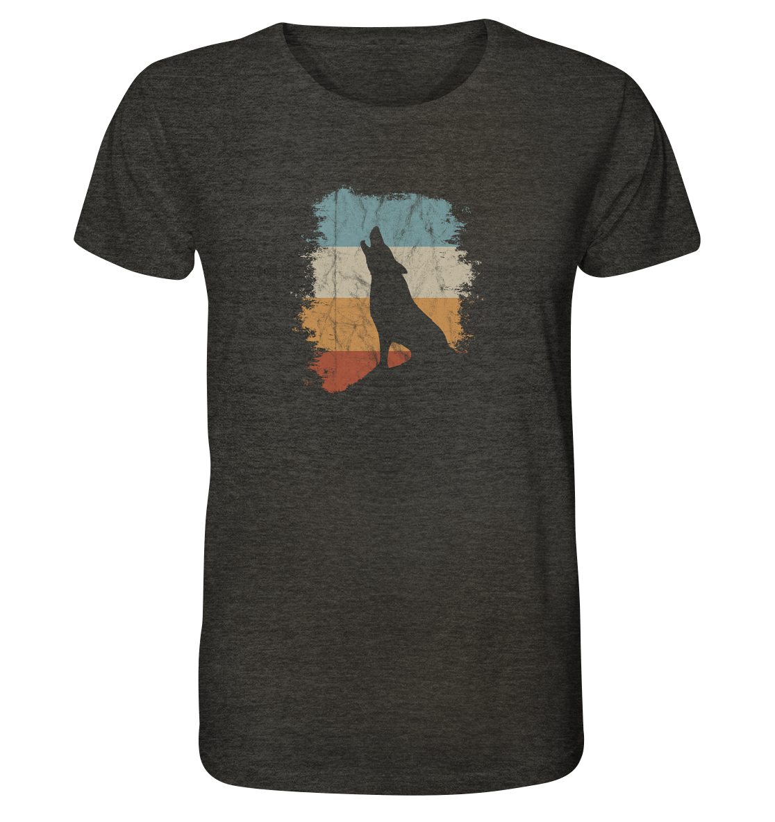 Retro Style lässig heulender Wolf  - Organic Shirt