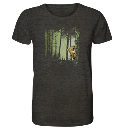 Comic Bär versteckt im Zwielicht Wald - Organic Shirt