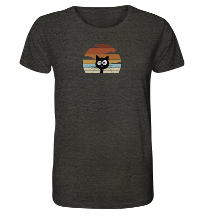 Retro schwarze Katze vor Sonnenuntergang - Organic Shirt