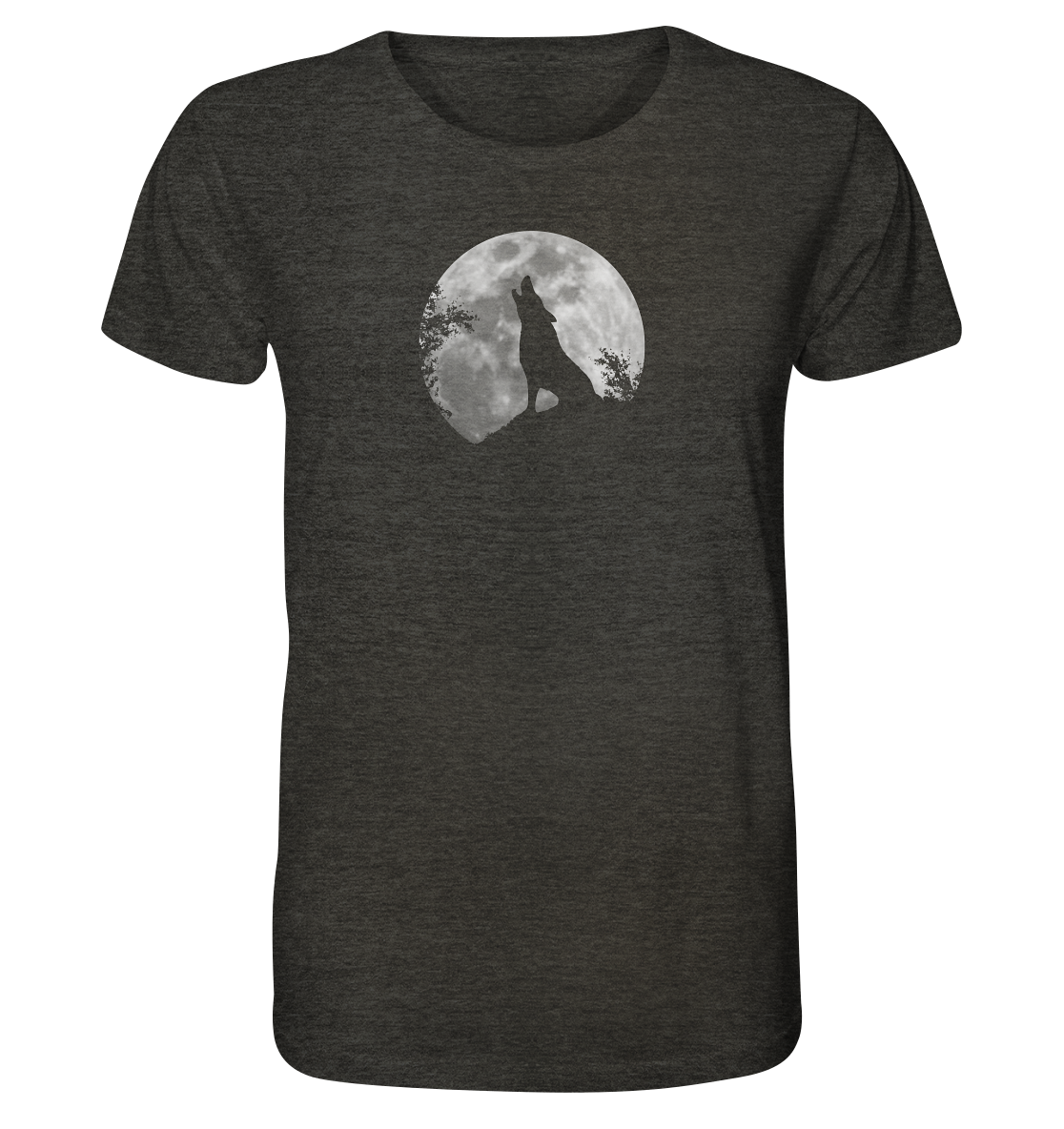 Heulender Wolf Silhouette vor Vollmond - Organic Shirt