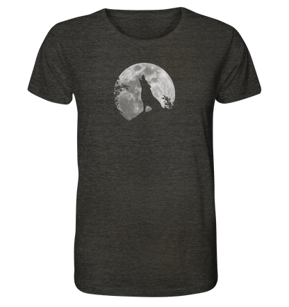 Heulender Wolf Silhouette vor Vollmond - Organic Shirt