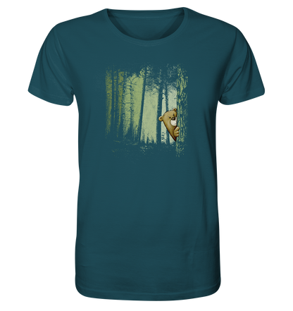 Comic Bär versteckt im Zwielicht Wald - Organic Shirt