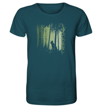 Luchs Wildkatze im Zwielicht Wald - Organic Shirt