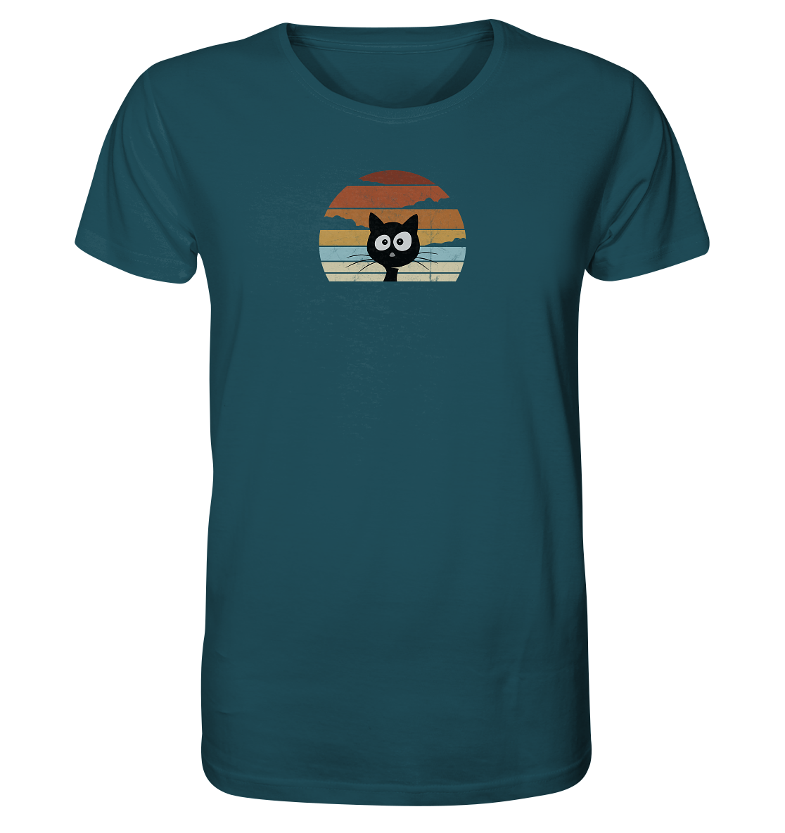 Retro schwarze Katze vor Sonnenuntergang - Organic Shirt