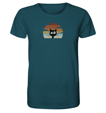 Retro schwarze Katze vor Sonnenuntergang - Organic Shirt