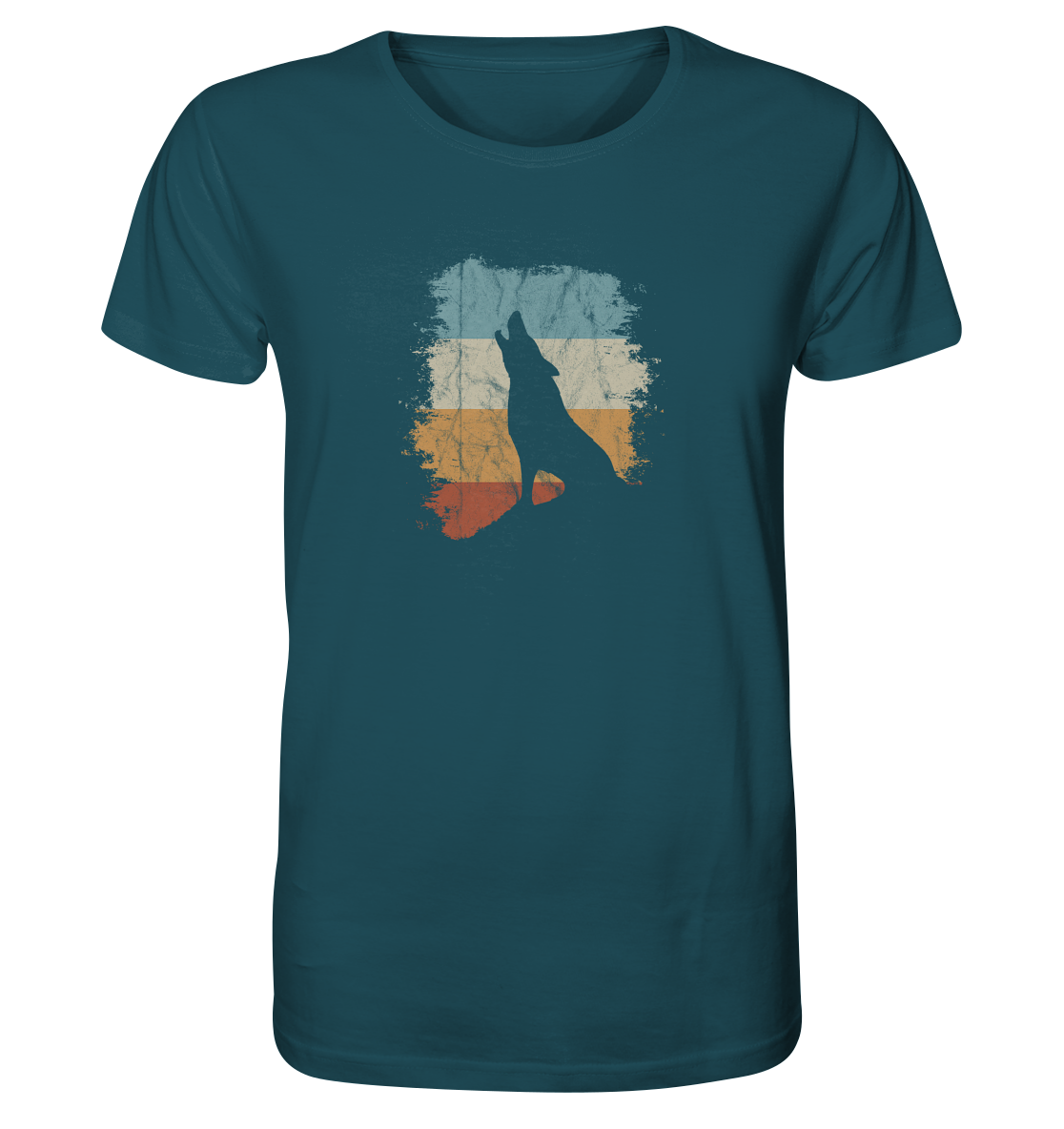 Retro Style lässig heulender Wolf  - Organic Shirt